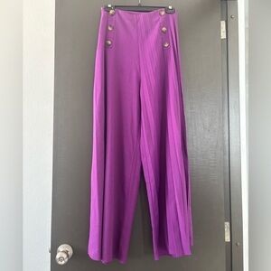 SHEIN Elegant High Waist Wide Leg Palazzo Pants - Purple - Size 4